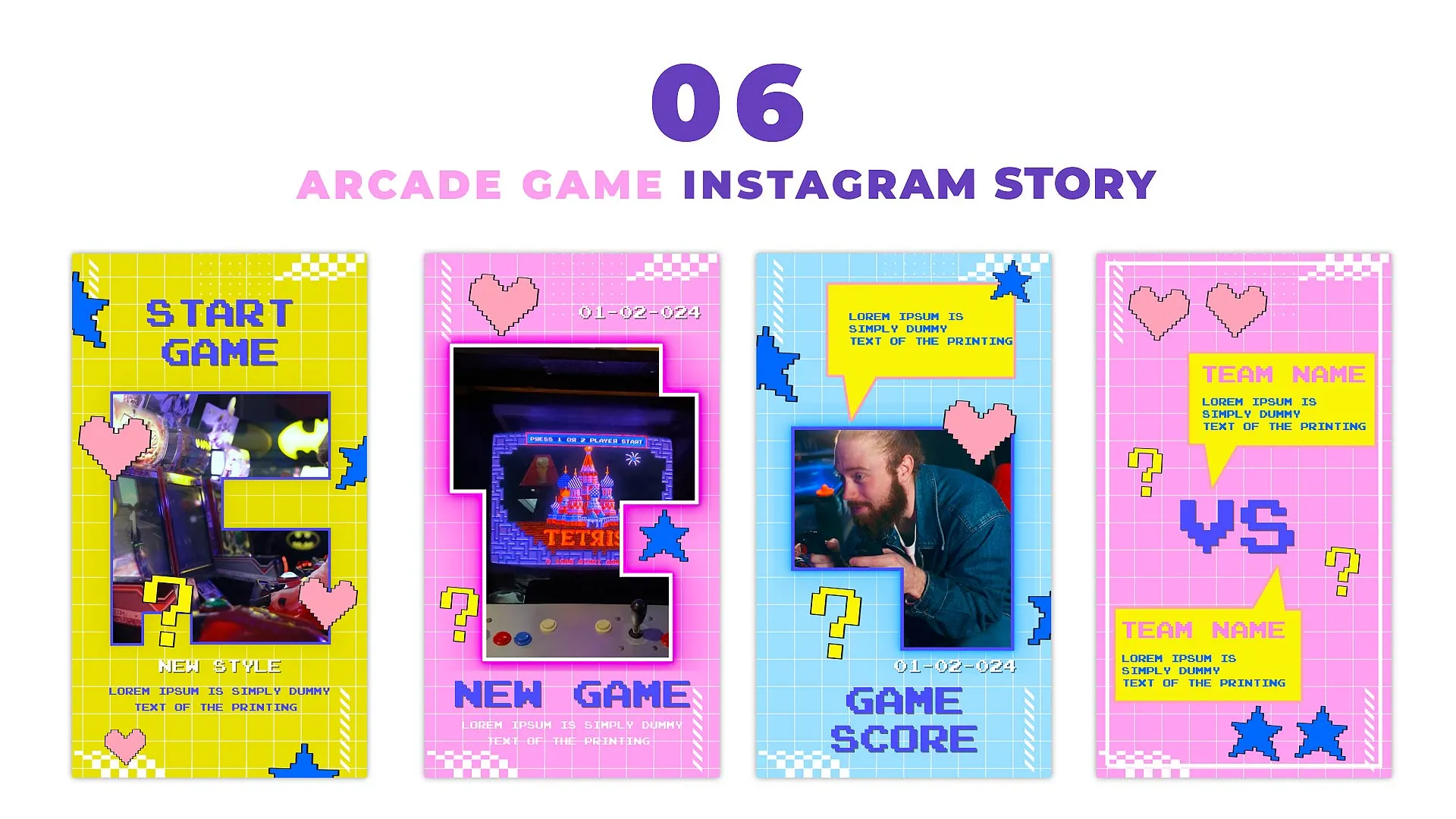Arcade Games Pixelated Background Instagram Story